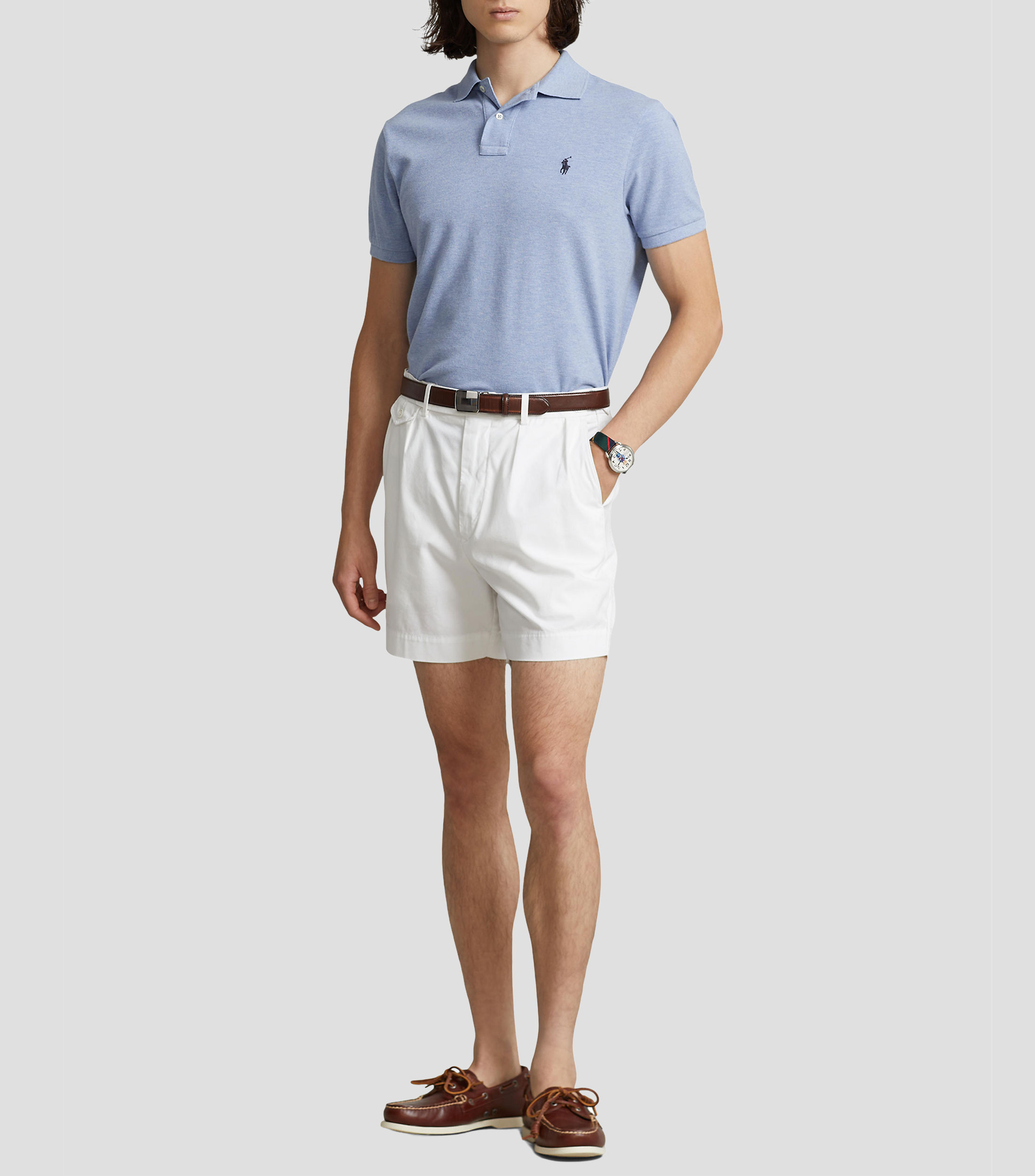 Playera tipo polo manga corta jaspeada Hombre